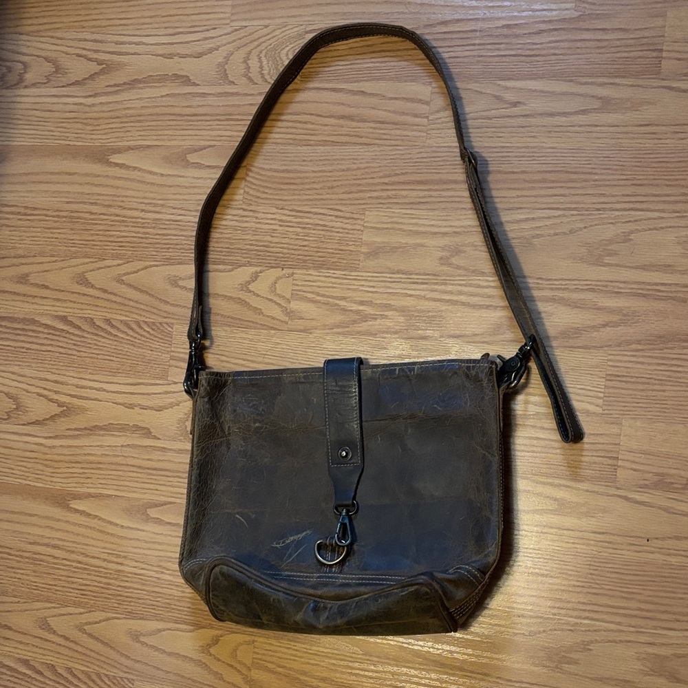 Myra Bag Dark Brown Leather Messenger Crossbody